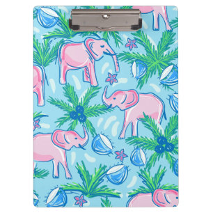 Preppy Pink Elephant Clipboard