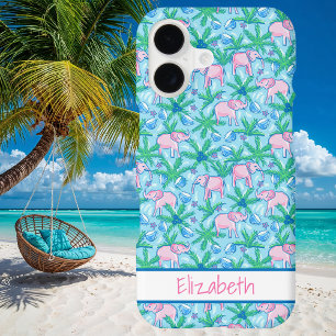Preppy Pink Elephant Pattern Tropical