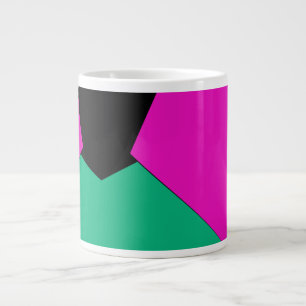 Preppy Pink Emerald Green Abstract Mosaic Pattern Large Coffee Mug