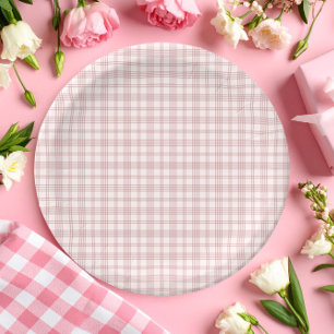 Preppy pink gingham country Bridal Shower Paper Plate