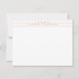 Preppy Pink Gingham Note Card