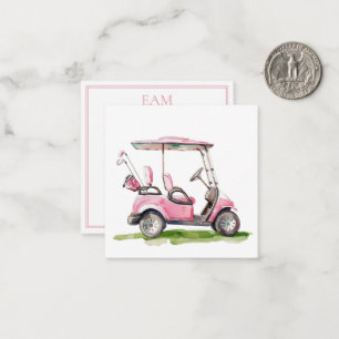 Preppy Pink Golf Cart Monogram Card