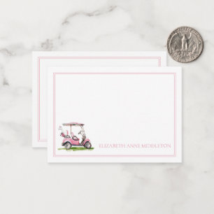 Preppy Pink Golf Cart Monogram Card