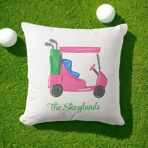 Preppy Pink Golf Cart Personalised Cushion