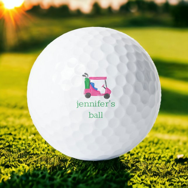 Preppy Pink Golf Cart Personalised Golf Balls (Creator Uploaded)