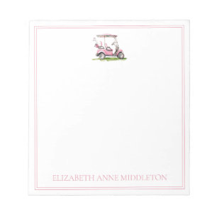 Preppy Pink Golf Cart Personalised Notepad