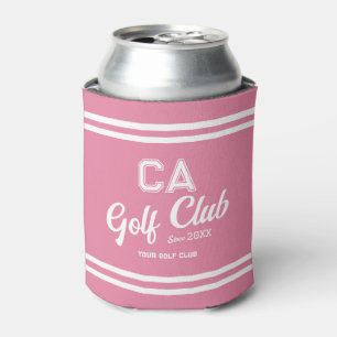 Preppy Pink Golf Club Custom Crest Party Can Cooler