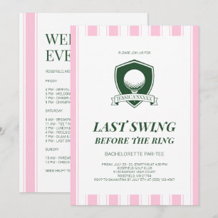 Preppy Pink Golf Last Swing Bachelorette Party Invitation
