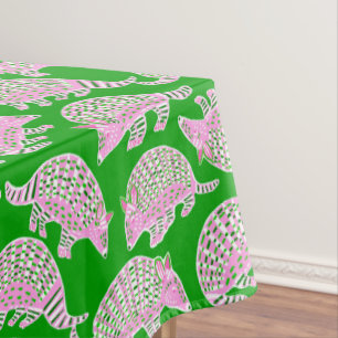 Preppy Pink & Green Armadillo / Southern Party Tablecloth
