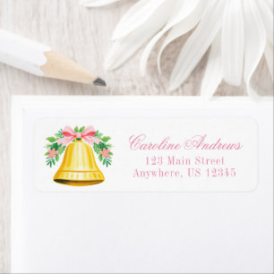 Preppy Pink & Green Bow Bell Return Address