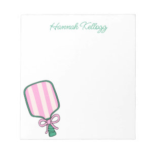 Preppy Pink & Green Pickleball Personalised Notepad