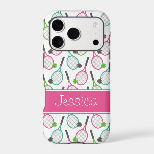 Preppy Pink Green Teal Tennis Pattern Personalised