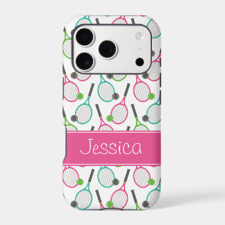 Preppy Pink Green Teal Tennis Pattern Personalised