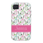 Preppy Pink Green Teal Tennis Pattern Personalised