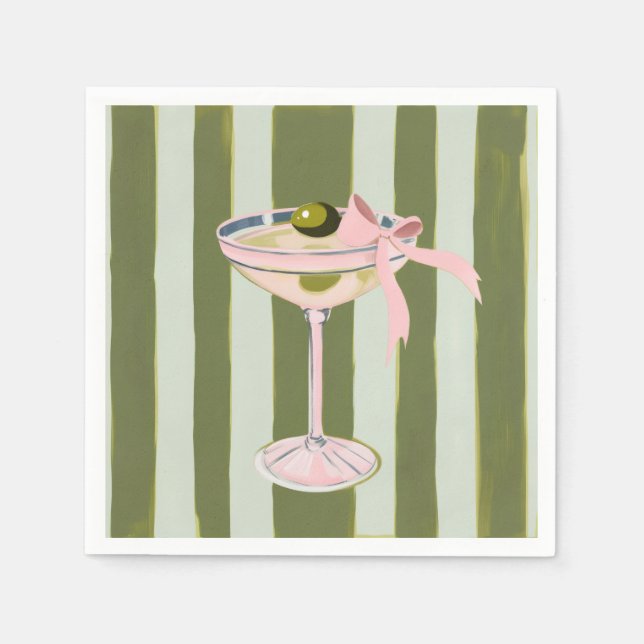 Preppy Pink Martini Cocktail Napkins (Front)