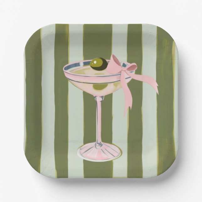 Preppy Pink Martini Cocktail Plates (Front)