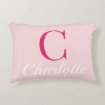 Preppy Pink Monogram Name Dorm Room Pillow<br><div class="desc">Preppy Pink Monogram Name Dorm Room Pillow – Personalized College Dorm Decor Add a polished preppy touch to your college dorm or bedroom with this personalized pink monogram pillow. Featuring a soft blush pink background, an elegant script name overlay, and a bold modern initial, this decorative throw pillow blends classic...</div>