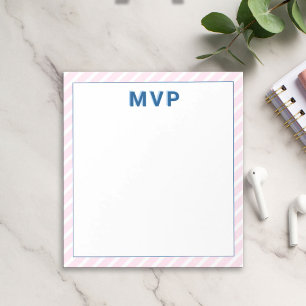 Preppy Pink & Navy Striped Personalised Modern Notepad