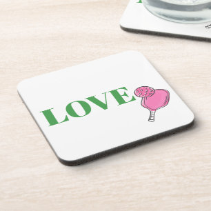 Preppy Pink Pickleball Paddle Ball Love Coaster