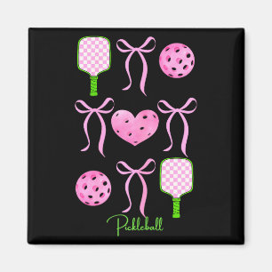 Preppy pink pickleball shirt girls love playing magnet