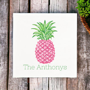 Preppy Pink Pineapple Personalised  Napkin