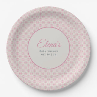 Preppy Pink Plaid Baby Shower  Paper Plate