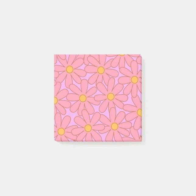 Preppy Pink Purple Floral Simple Flower Pattern Post-it Notes (Front)