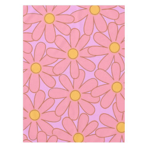 Preppy Pink Purple Floral Simple Flower Pattern Tablecloth