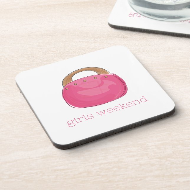 Preppy Pink Purse Monogram Coaster (Left Side)