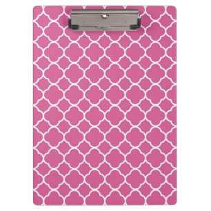 Preppy Pink Quatrefoil Clipboard