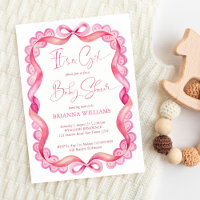 Preppy pink ribbon lace girls baby shower