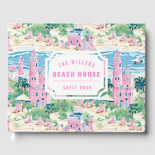 Preppy Pink Sand Castle   Beach House Guest Book