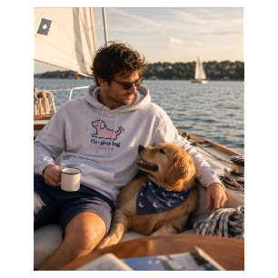 Preppy Pink Seersucker Dog Silhouette Ash Grey Hoodie