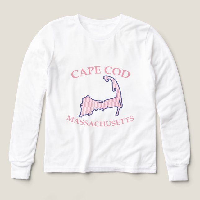Preppy Pink Striped Cape Cod Silhouette Boy's (Design Front)