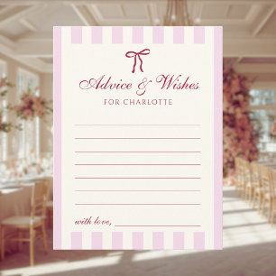 Preppy Pink Stripes Bridal Shower  Advice Card
