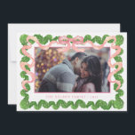 Preppy Pink Topiary Garden Christmas  Photo  Holiday Card<br><div class="desc">This Topiary garden Christmas photo card features a boxwood hedge with in pink bows on each corner. You can add your favourite photo to the centre. On the back is a boxwood trellis pattern with coordinating pink bows.</div>