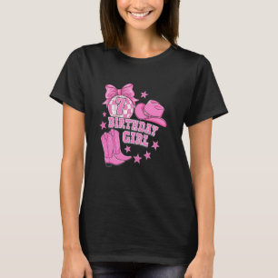 Preppy Pink Western Disco 7th Birthday Girl 7 Year T-Shirt