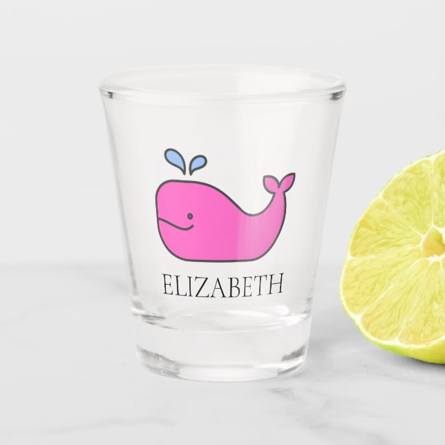 Preppy Pink Whale Personalised Shot Glass (Front)