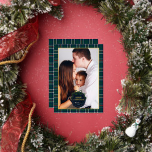 Preppy Plaid Christmas Golden Foil Photo 