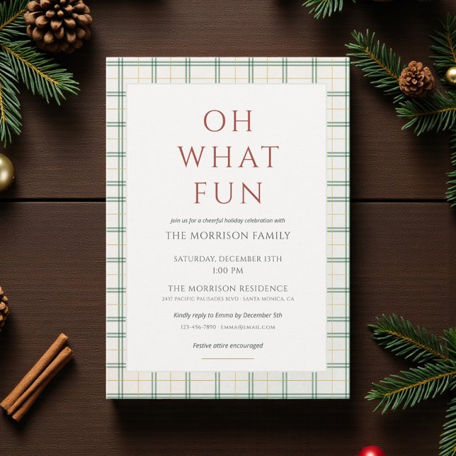Preppy Plaid Christmas Holiday Party Invitation (Creator Uploaded)
