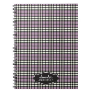 Preppy Plaid Custom Notebook (black/purple)