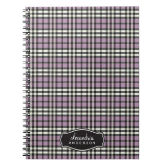 Preppy Plaid Custom Notebook (black/purple)