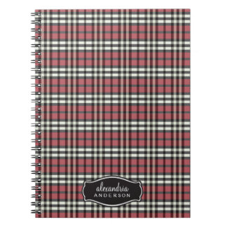 Preppy Plaid Custom Notebook (black/red)