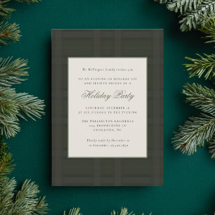 Preppy Plaid Festive Christmas Holiday Party Invitation