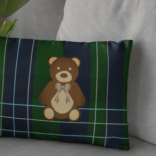 Preppy Plaid Teddy Bear Decorative Cushion