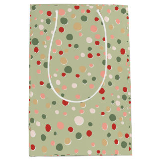 Preppy Polka Dot Christmas Confetti Whimsical  Medium Gift Bag