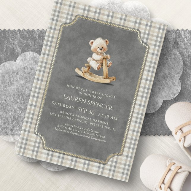 Preppy Polo Bear Baby Shower Invitation (Creator Uploaded)