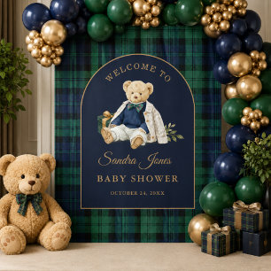 Preppy Polo Teddy Bear Baby Shower Backdrop Tapestry