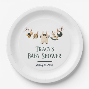 Preppy Polo Teddy Bear Baby Shower Paper Plate