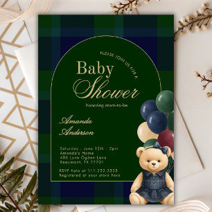 Preppy Polo Teddy Bear Luxury Girl Baby Shower Invitation